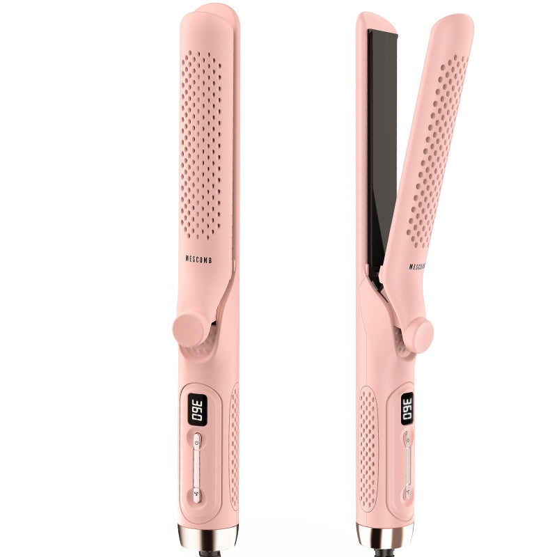 360 Airflow Styler Curling Iron  125 Inch Hair Straightener and Curler 2 in 1 with Vented Cool Air to Lock in Style Extra LongFlat Iron Curling Wand Dual Voltage for Europe Travel